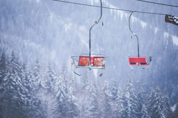 Impianti Risalita Montagna Nella Stazione Sciistica — Foto Stock