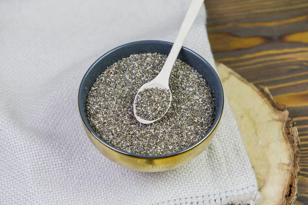 Healthy Chia Seeds Wooden Spoon Table Close — Stock Photo, Image