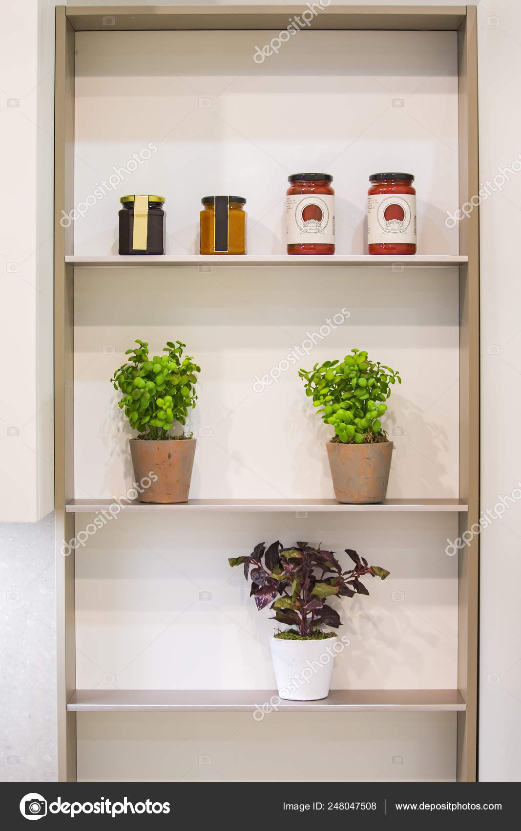 Modern Kitchen Shelf Arrangement Natural Decoration Shelf With
