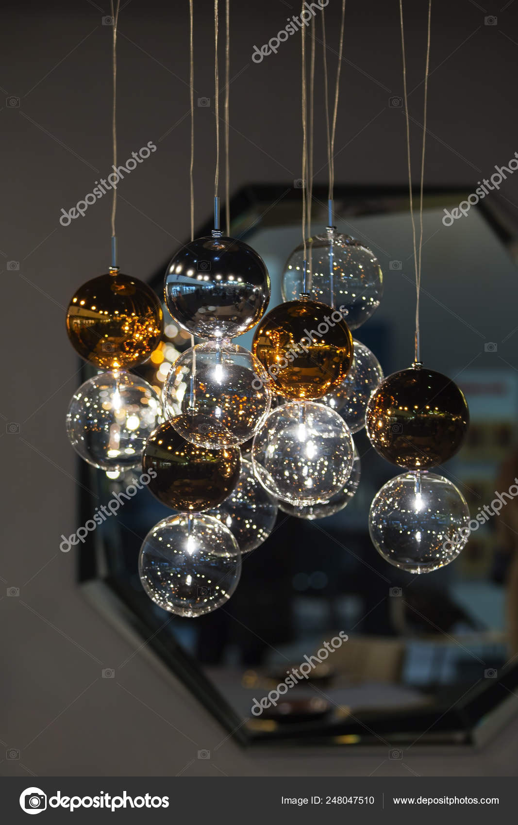 Lighting Balls On The Chandelier In The Lamplight Light