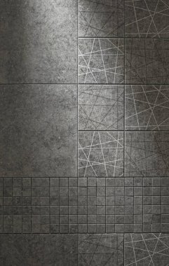 Kayrak kiremit seramik, doku açık gri. Banyoda porselen karo