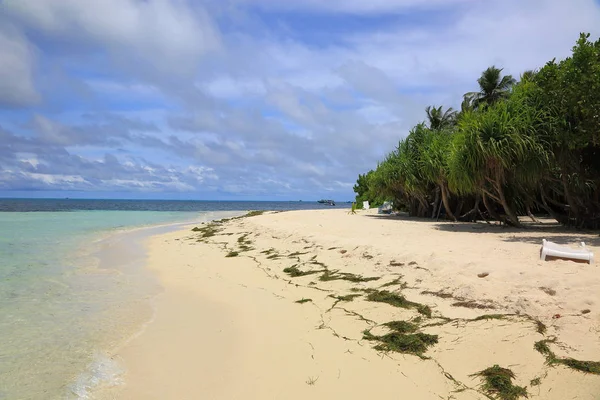 Hermosa Vista Del Paisaje Naturaleza Maldivas Océano Índico Línea Costera — Foto de Stock