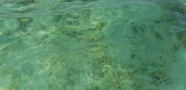 Güzel Turkuaz arka plan / doku su yüzeyi. Hint Okyanusu, Maldivler.