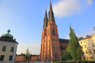 Eski katedral eski görünümü. Uppsala, İsveç, Avrupa. Güzel arka planlar.