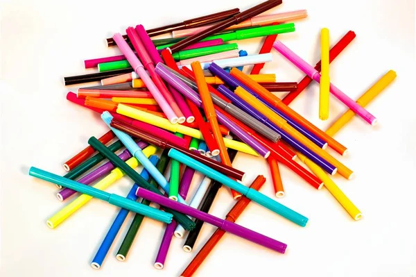 Multi Color Markers Caps Close View Isolated Beautiful Colorful Backgrounds — Stock Photo, Image