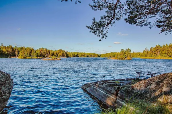 Underbara Natur Liggande Klippiga Kusten Färgglada Natur Bakgrunder Sverige Europa — Stockfoto