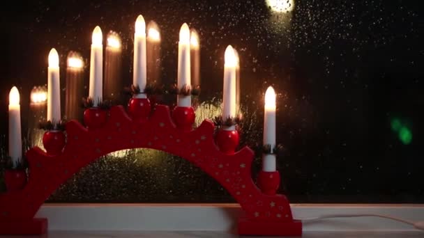 Traditionelle Schwedische Fensterdekoration Für Weihnachten — Stockvideo