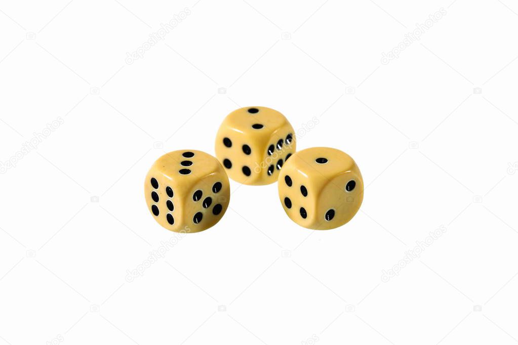 Close up view of dice isolated.Table games. Free time. Group games.