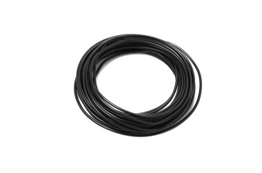 Siyah güç elektrik kablosunun görünümü kapatın. İzole tel paket.