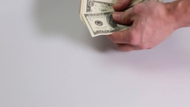 Filme Curto Mostrando Macho Verificando Monte Notas Dólar Dólar Fundos — Vídeo de Stock