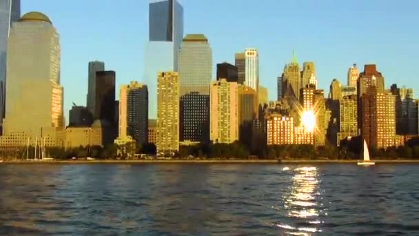 Nádherný Výhled Nezapomenutelný Výhled Manhattan Krásná Krajinná Pozadí — Stock video