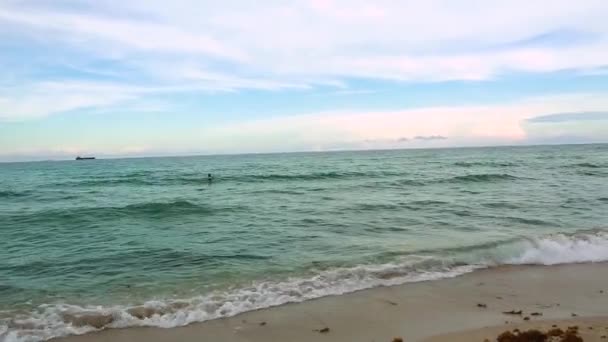 Increíble Belleza Horizonte Océano Atlántico Cielo Azul Miami Beach Florida — Vídeos de Stock