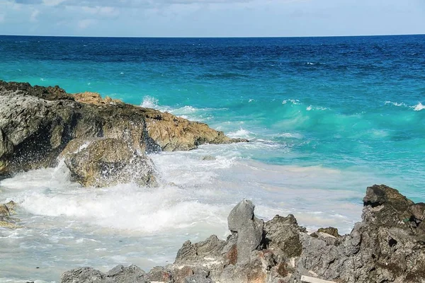 Бермудський Бірюзова Вода Атлантичного Океану Синього Неба Фантастичний Вид Пляж — стокове фото