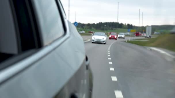 Vista Mirrow Lateral Veículos Que Conduzem Atrás Conceito Transporte Belas — Vídeo de Stock