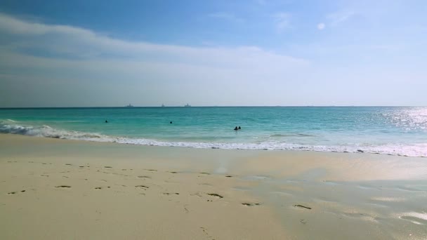 Niesamowite Piękno Białej Piaszczystej Plaży Aruba Island Turkusowa Woda Morska — Wideo stockowe