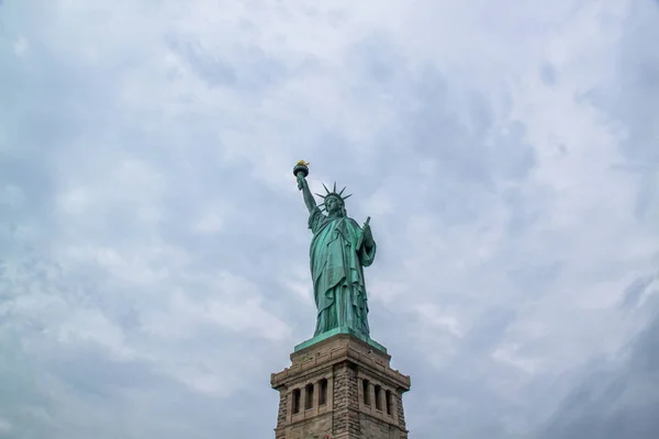 Beautiful view isolated Statue of Liberty. Liberty Island in New York. Harbor in New York.