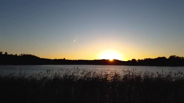 時間の経過 森の湖の眺めの豪華な夕日 美しい夏の背景 ヨーロッパ スウェーデン — ストック動画