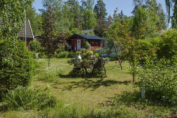 Bella Vista Del Giardino Privato Decorato Casa Campagna Bellissimi Sfondi — Foto Stock