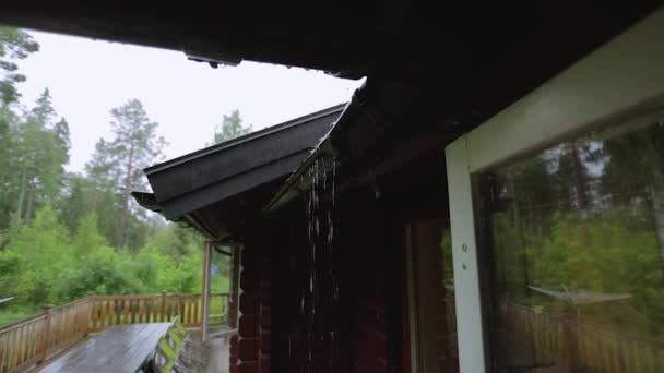 Bela Vista Telhado Fundo Céu Trovão Durante Chuva Forte Bela — Vídeo de Stock