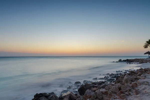 Increíble Belleza Colorido Atardecer Caribe Isla Aruba Vista Inolvidable Fondo —  Fotos de Stock