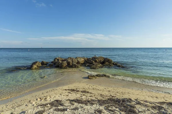 Vista Deslumbrante Paisagem Natureza Gaivotas Rochas Costa Arenosa Oceano Atlântico — Fotografia de Stock