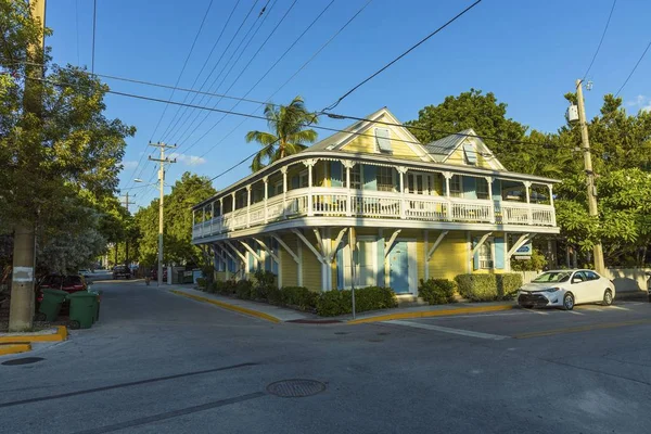 View One Streets Key West Old Houses Big Green Trees — Stock Photo, Image