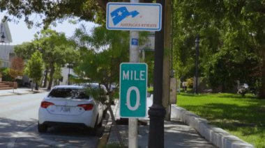 Otoyol 1 Mil 0 işaretli güzel bir alan manzarası. Key West. Florida mı? Usa. 09.07.2019