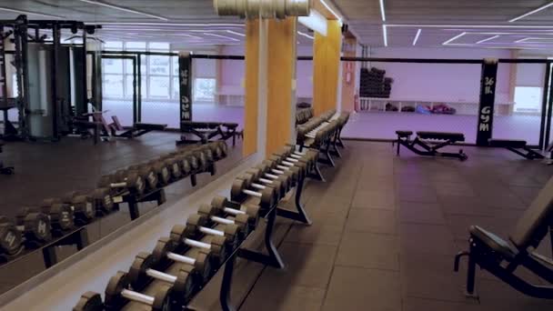 Schöne Aussicht Auf Gut Ausgestattete Fitness Center Gesunder Lebensstil Das — Stockvideo