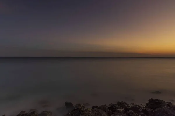 Чудовий Барвистий Вид Захід Сонця Арубі Красивий Ландшафт Природи Скелясті — стокове фото