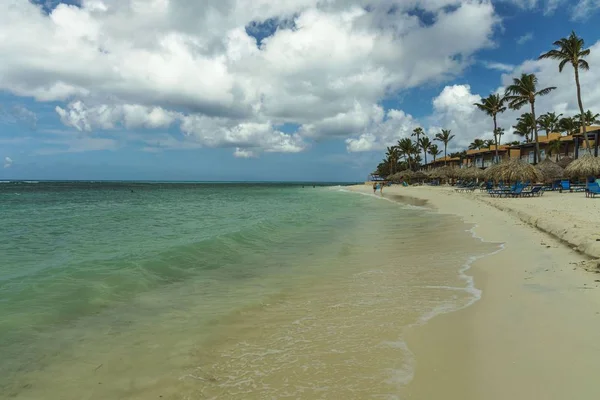 Increíble Belleza Playa Arena Blanca Isla Aruba Agua Turquesa Del —  Fotos de Stock