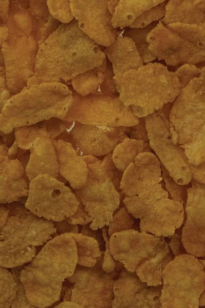 Nahaufnahme Makro Ansicht Von Cornflakes Isoliert Schöne Gesunde Lebensmittel Textur — Stockfoto