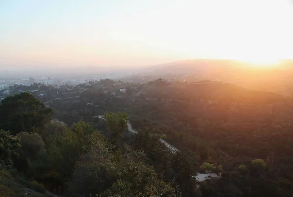 Vista Skyline Lindo Los Angeles Fundo Céu Colorido Belas Origens — Fotografia de Stock