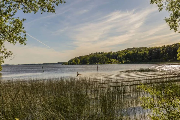 Incroyable Coucher Soleil Coloré Beauté Sur Lac Beaux Milieux Naturels — Photo