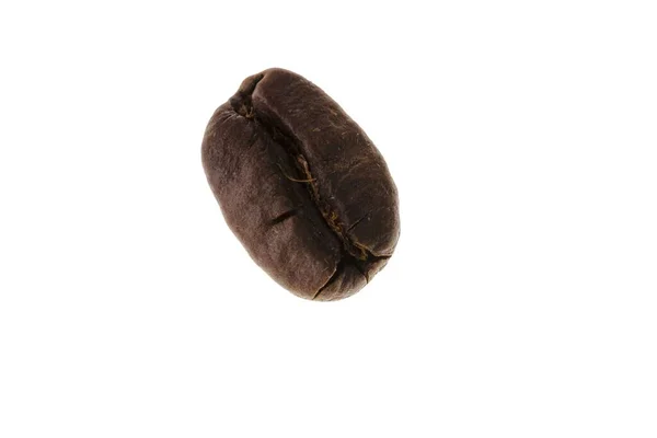 Närbild Makro Syn Kaffeböna Isolerad Vit Bakgrund — Stockfoto