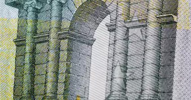 Avro para birimlerinin makro görüntüsünü durdurun. İş ve finans kavramı.