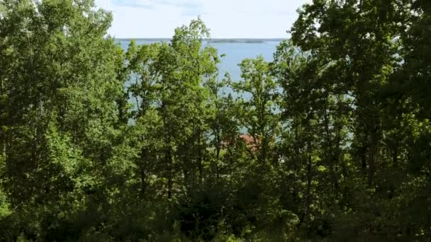 Prachtig Uitzicht Het Natuurlandschap Vanaf Heuvel Naar Beneden Door Groene — Stockvideo