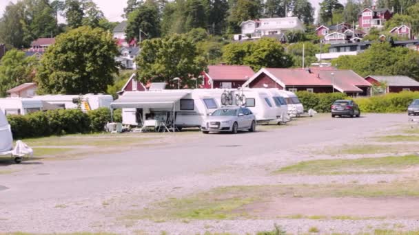 Schöne Landschaft Blick Auf Den Campingplatz Einem Schönen Sommertag 2020 — Stockvideo