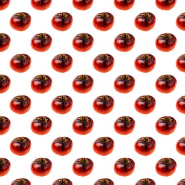 Beyaz arka planda izole edilmiş olgun kırmızı domates deseni. Organik sebze konsepti.