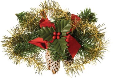 Beyaz arkaplanda izole edilmiş Noel dekorasyonunun makrosu görüntülensin. Kartpostal Güzel Noel geçmişleri.