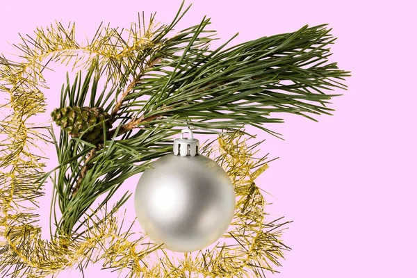 Vista Macro Pinhas Secas Decorações Natal Árvore Natal Isolada Fundo — Fotografia de Stock