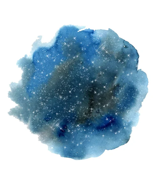 Night Sky Print Watercolor Starry Sky Blue Galaxy Night Sky — Stock Photo, Image