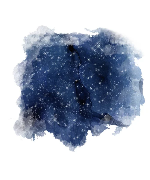 Night Sky Afdrukken Aquarel Sterrenhemel Blauwe Galaxy Nachtelijke Hemel Aquarel — Stockfoto