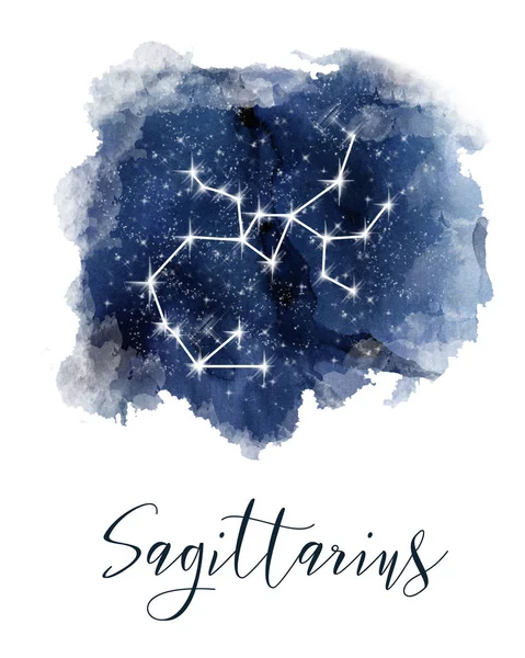 Toros Burç Koyu Mavi Suluboya Gece Gökyüzünde Yıldızlar Ile Çekilmiş — Stok fotoğraf