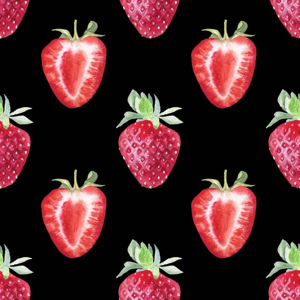 Banner Met Rijpe Bessen Aardbeien Geschilderd Aquarel Geschikt Voor Menu — Stockfoto