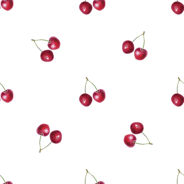 Seamless Pattern Berries White Background Berries Painted Watercolor Hand — Stock Photo, Image