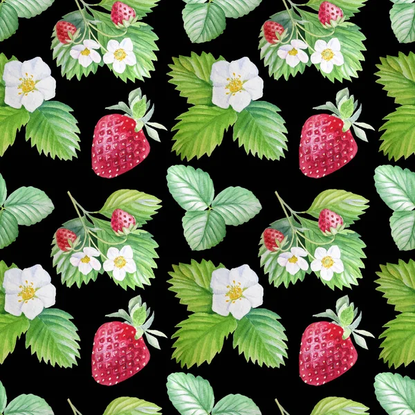 Banner Met Rijpe Bessen Aardbeien Geschilderd Aquarel Geschikt Voor Menu — Stockfoto