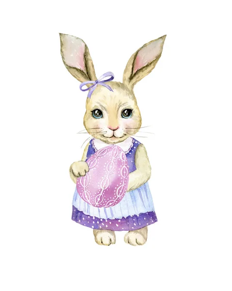 Крольчонок Яйцом Лапах Пасхальная Иллюстрация — стоковое фото
