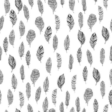 Tüyler ile Dikişsiz desen. Suluboya, mürekkep ve kalem ile çizilmiş. Kumaş, kağıt, kartlar, davetiyeler, zarflar için, tarihi ve diğer.