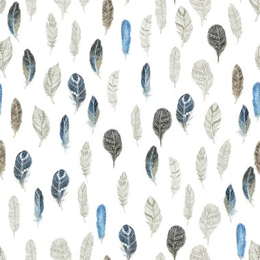 Tüyler ile Dikişsiz desen. Suluboya, mürekkep ve kalem ile çizilmiş. Kumaş, kağıt, kartlar, davetiyeler, zarflar için, tarihi ve diğer.