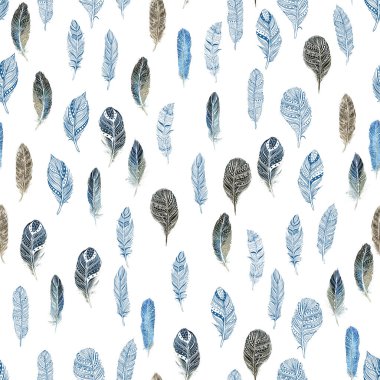 Tüyler ile Dikişsiz desen. Suluboya, mürekkep ve kalem ile çizilmiş. Kumaş, kağıt, kartlar, davetiyeler, zarflar için, tarihi ve diğer.